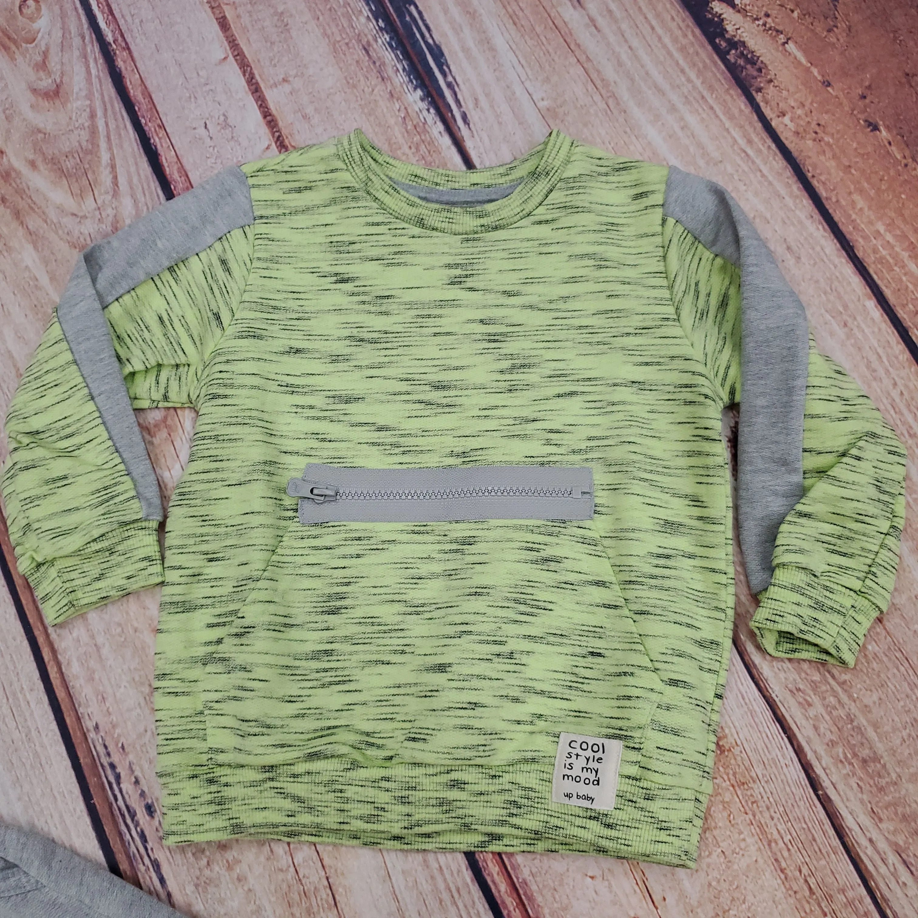 UP BABY 2 PC HEATHER GREEN SWEATSHIRT SET