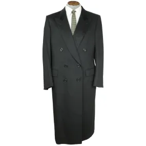 Vintage 1980s Mens Cashmere Overcoat Mr Mann Toronto Black Coat - 1987 - Size M L