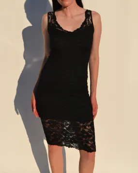 Vintage Black Lace Midi Dress