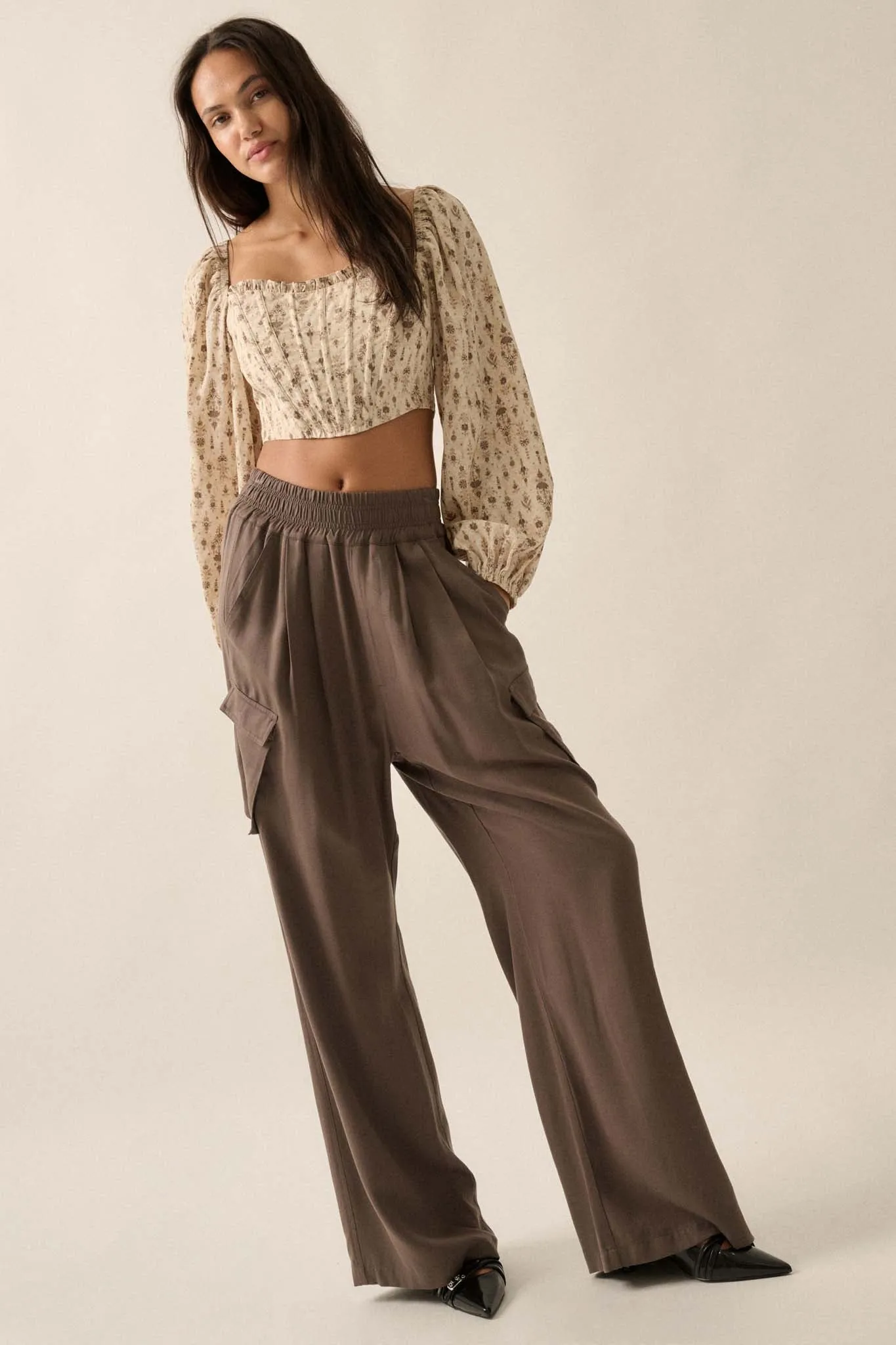 Walk the Talk Wide-Leg Twill Cargo Pants