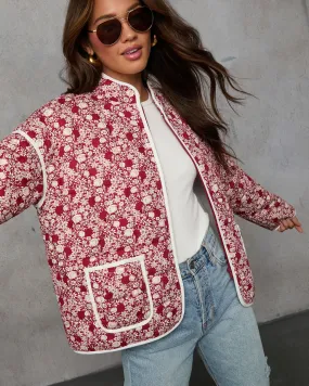 Warm Rose Quilted Zip Up Jacket