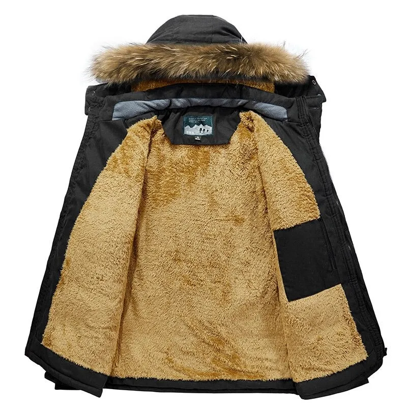 Warm Thick Windproof Fur Collar Parka Coat