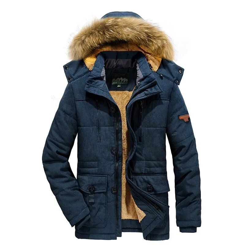 Warm Thick Windproof Fur Collar Parka Coat