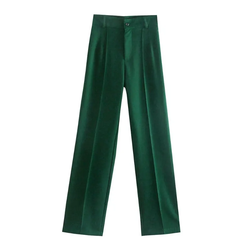 Women Office Wear High Waist Straight Pants