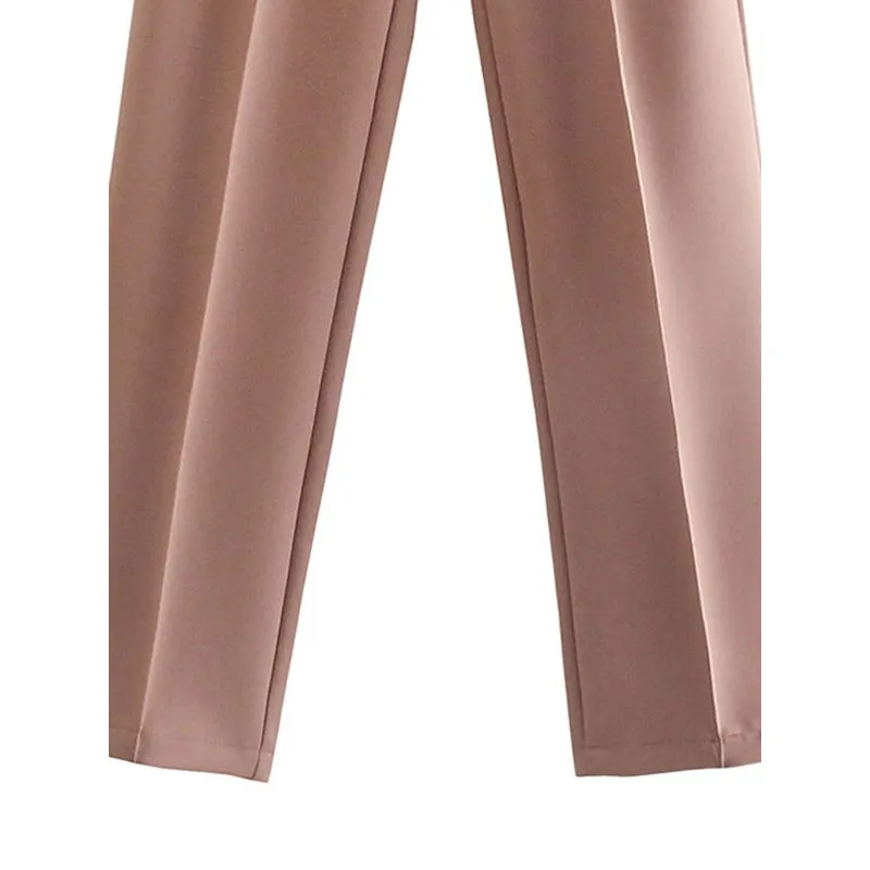 Women Office Wear High Waist Straight Pants