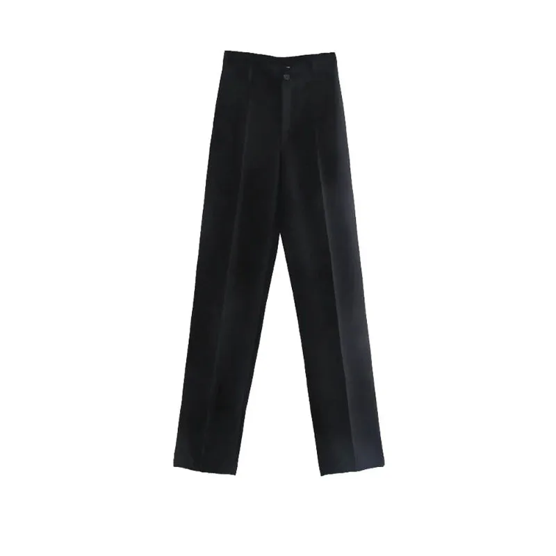 Women Office Wear High Waist Straight Pants