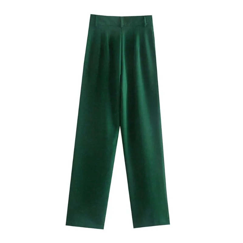 Women Office Wear High Waist Straight Pants