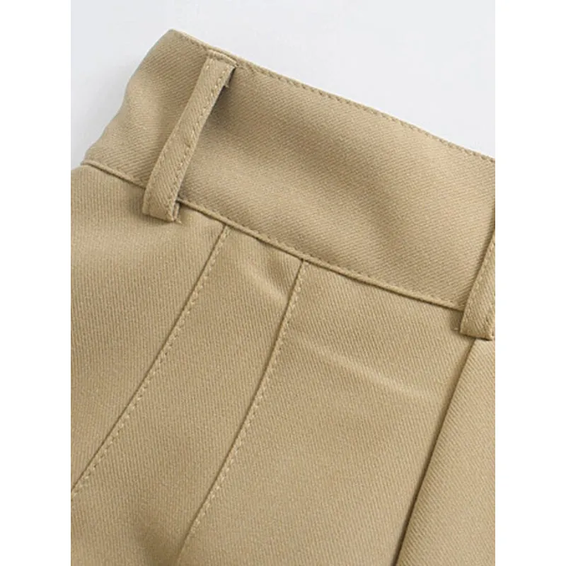 Women Office Wear High Waist Straight Pants