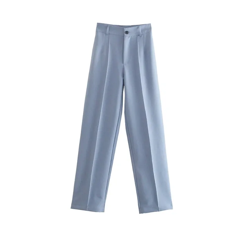 Women Office Wear High Waist Straight Pants