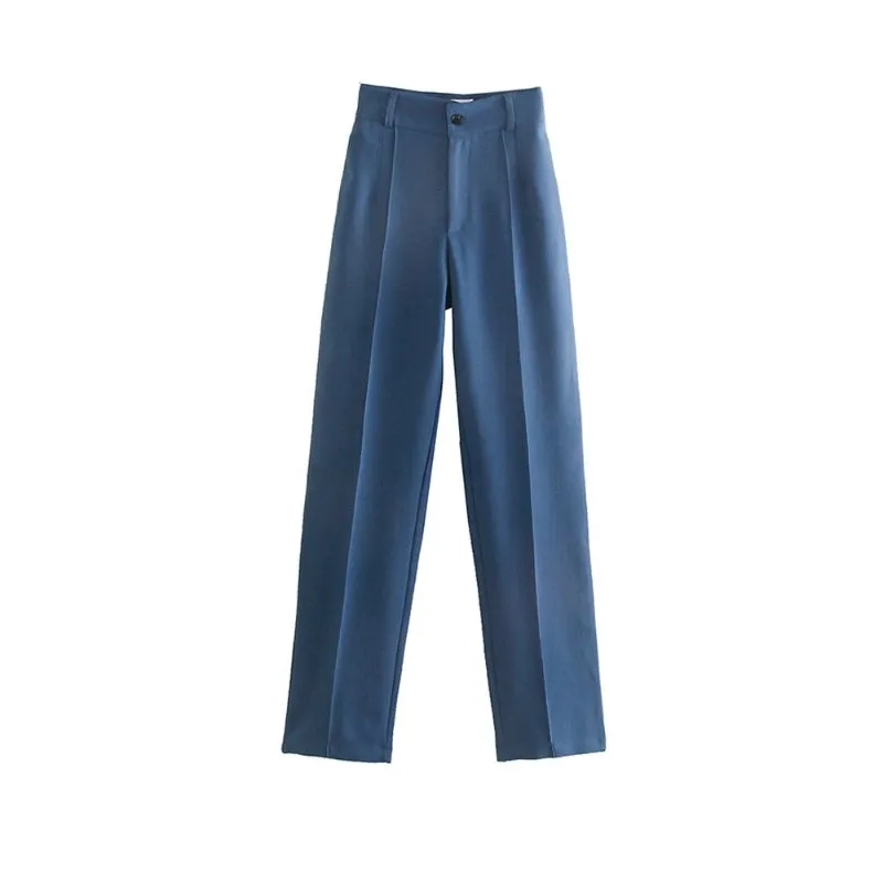 Women Office Wear High Waist Straight Pants