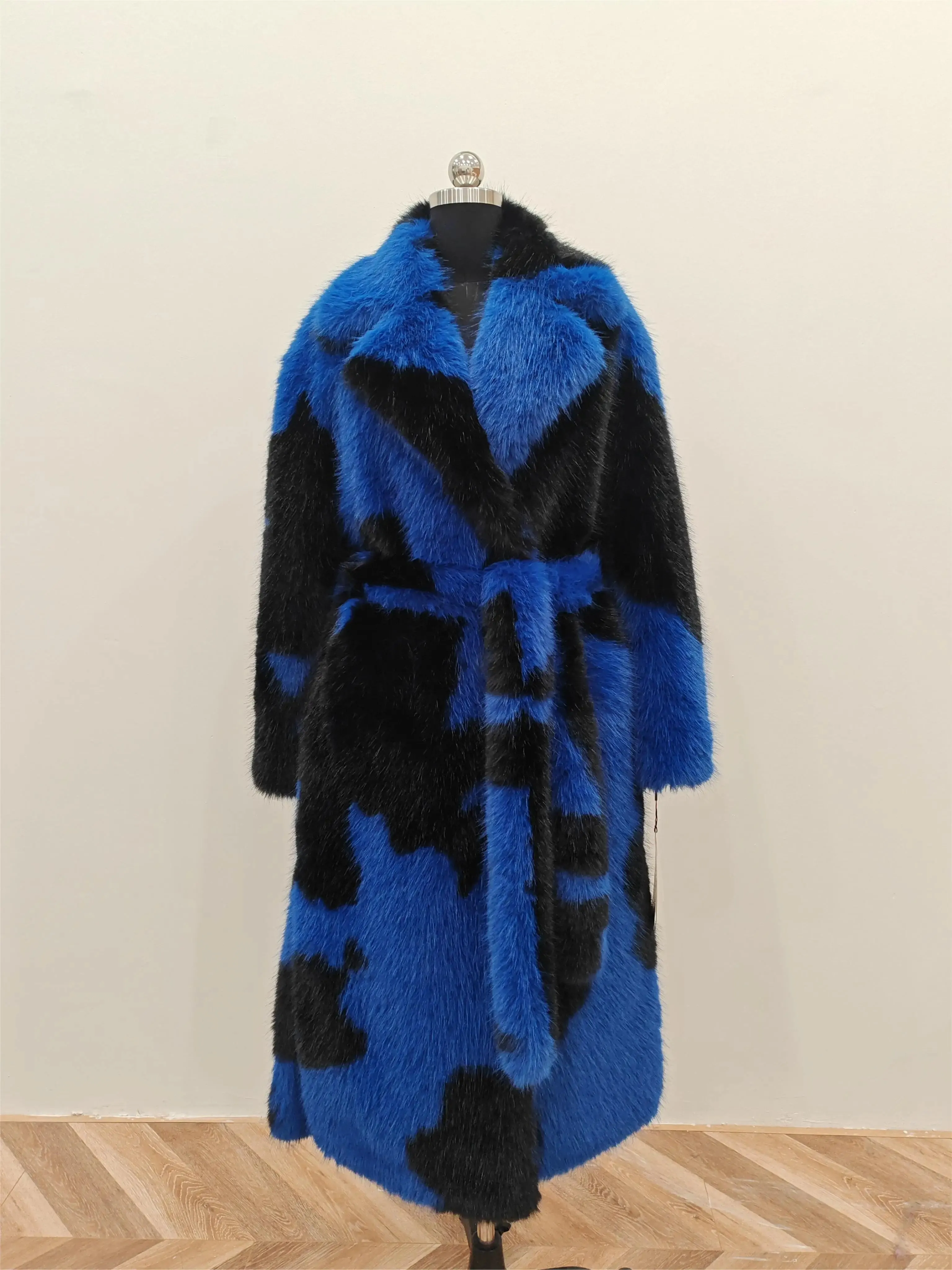 Women's Cow Pattern Artificial Mink Fur Waist Wrap Coat