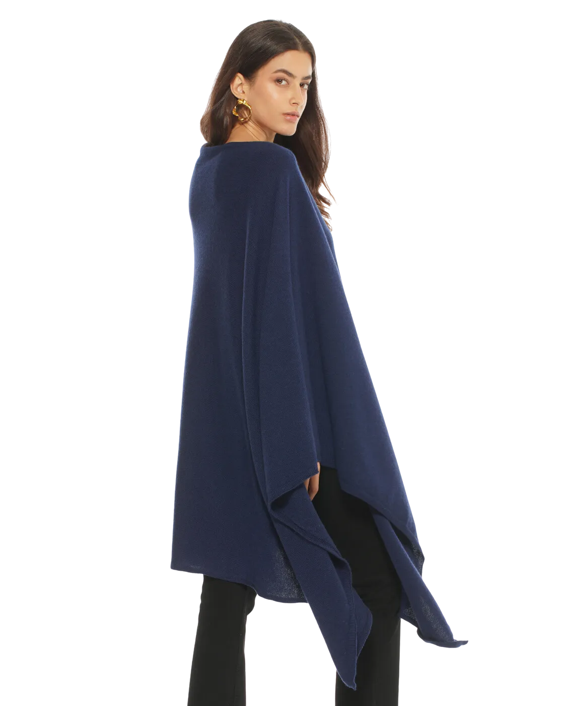 Women's Pure Cashmere Poncho Blue