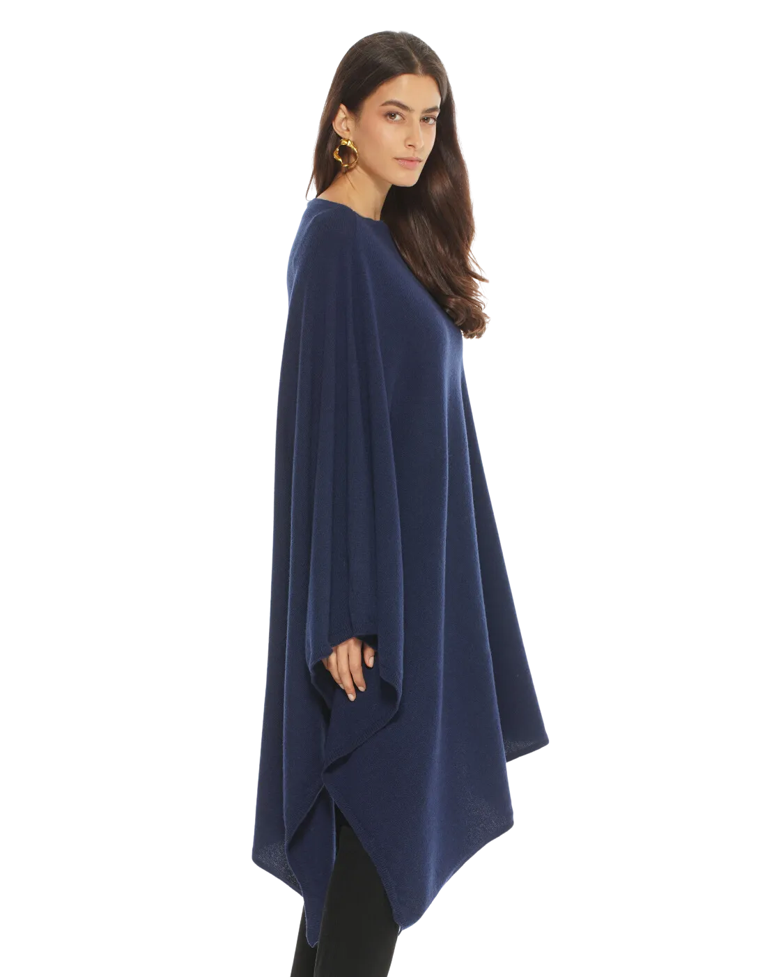 Women's Pure Cashmere Poncho Blue