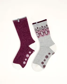 Women's Slip-Resistant Crew Socks (2 Pairs) - Mauve