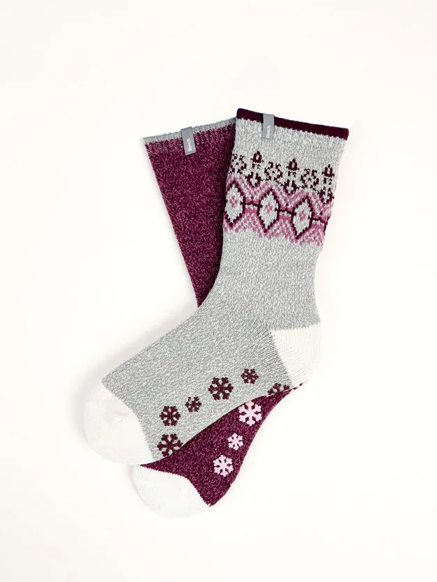 Women's Slip-Resistant Crew Socks (2 Pairs) - Mauve