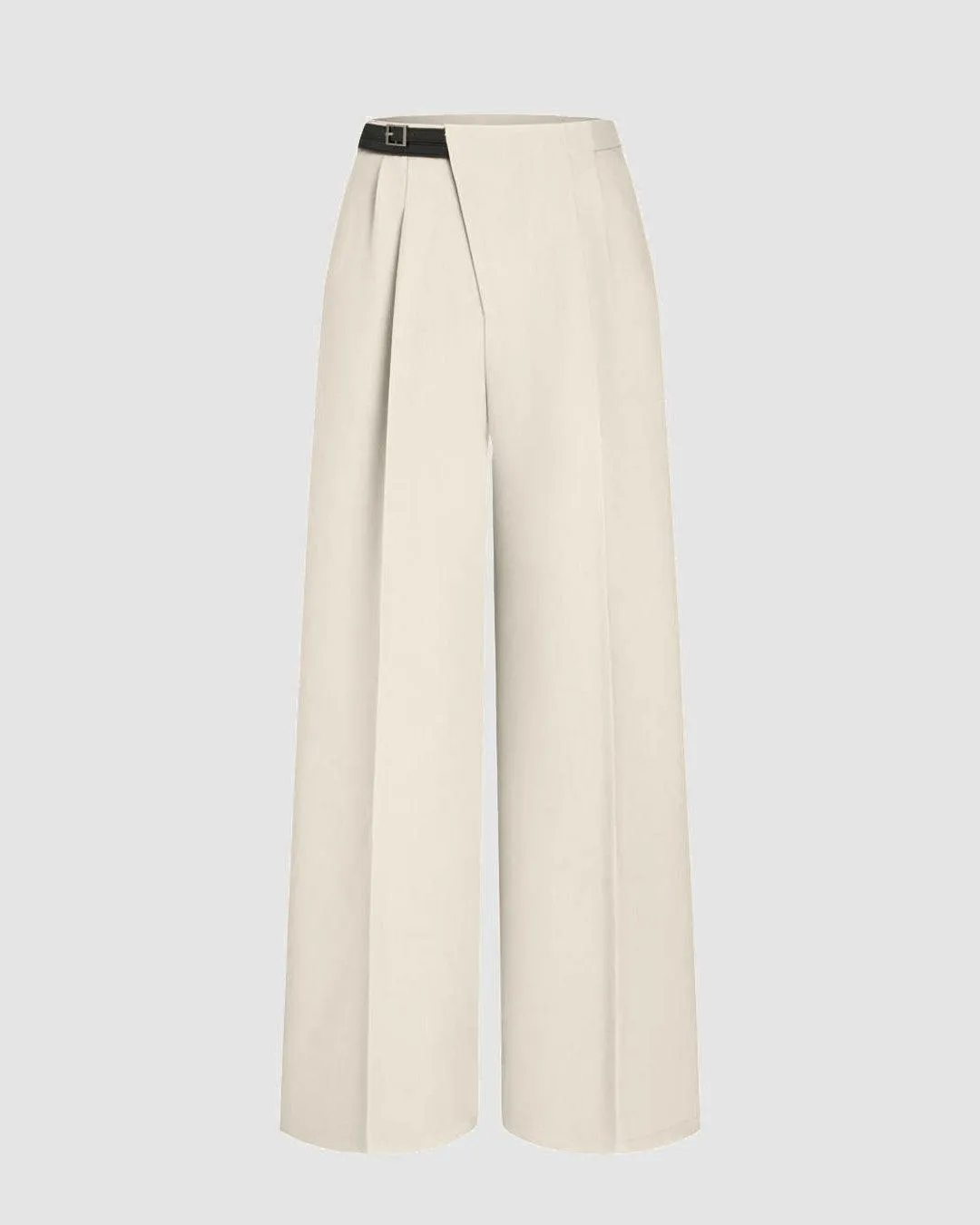 Wrapped Pleated Off White Trouser Without Belt