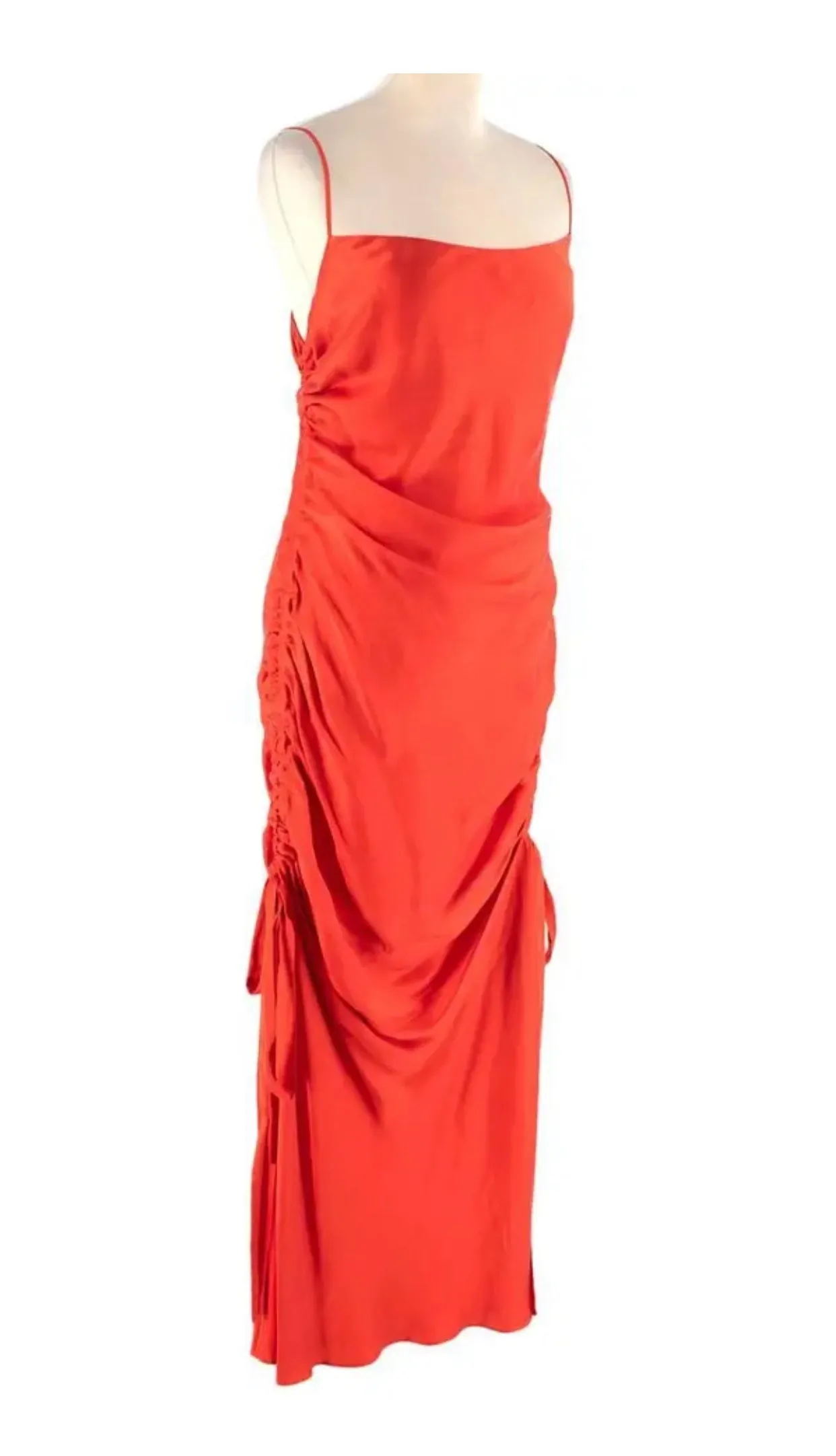 Zimmermann Vermillion Red Ruched Silk Slip Dress  Size 1 S small  ladies